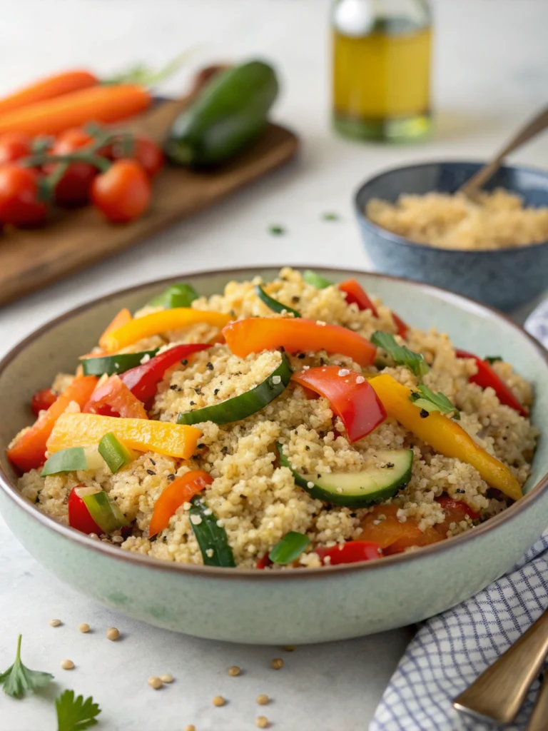 Quinoa sauté aux légumes croquants