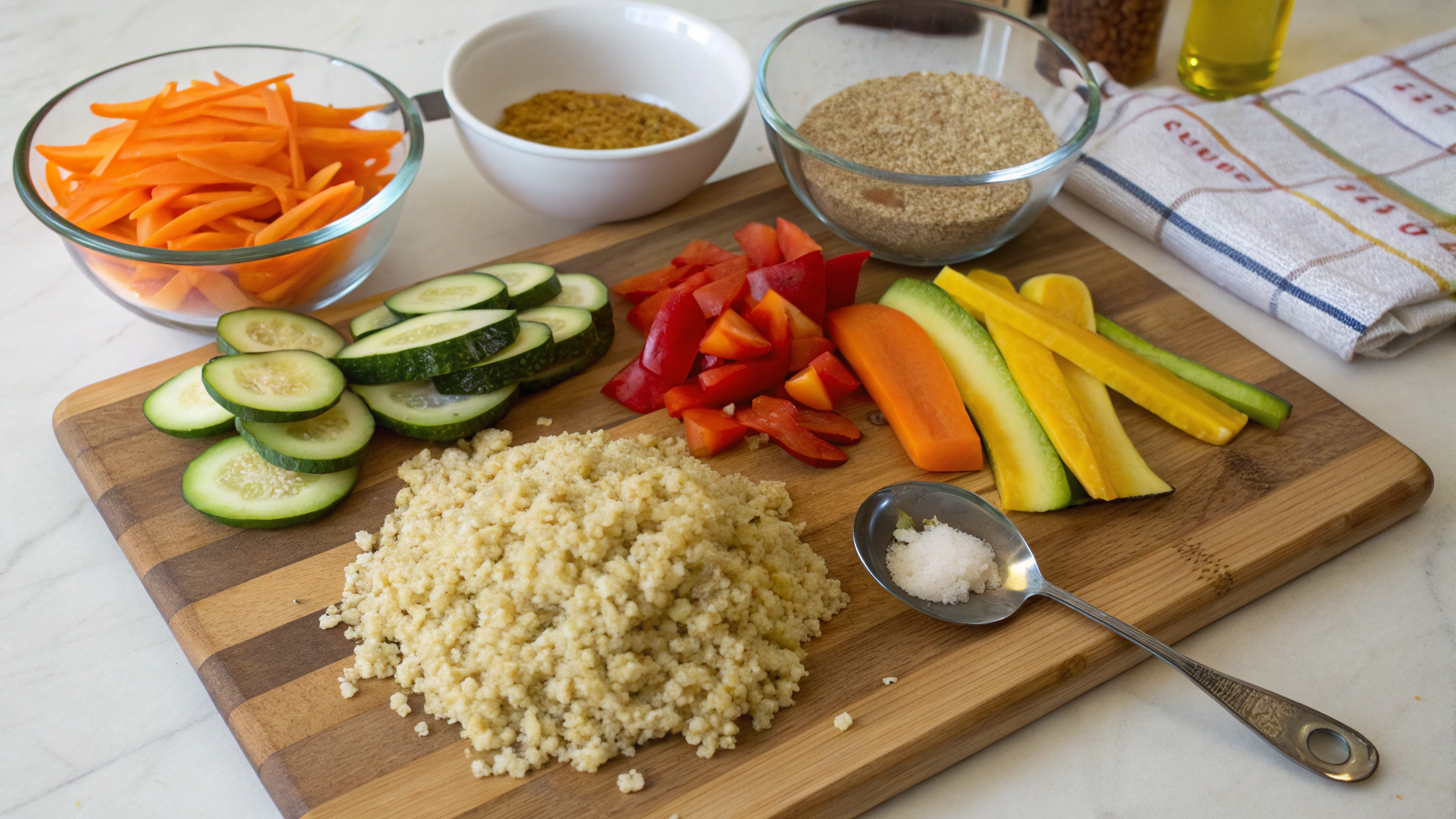 Ingrédients pour quinoa sauté aux légumes croquants