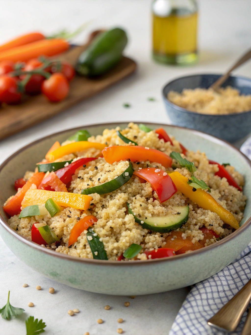 Quinoa sauté aux légumes croquants