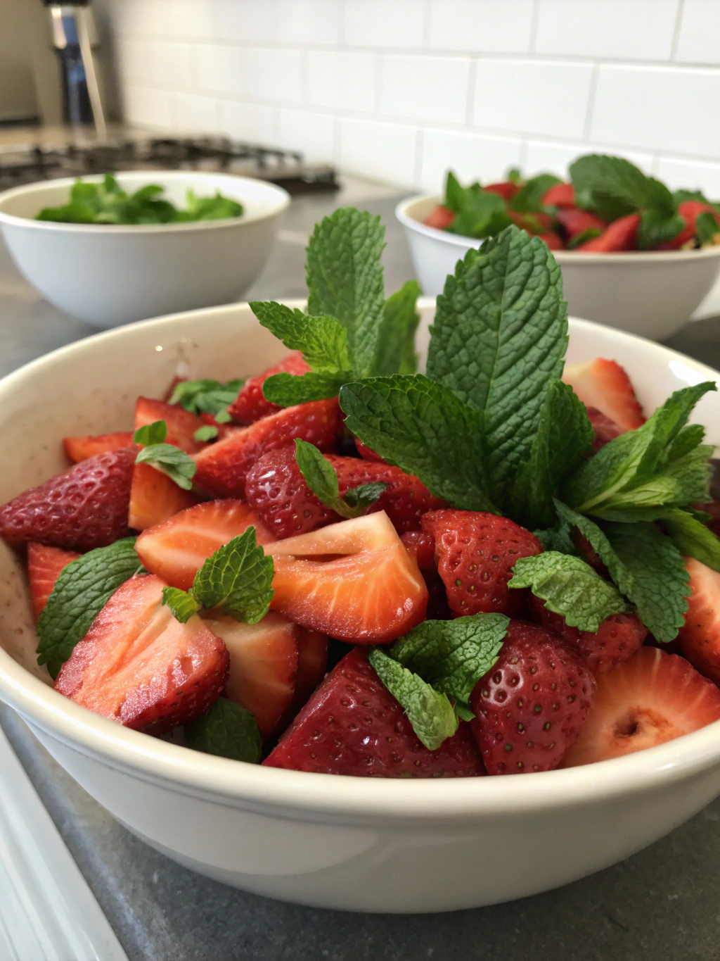 Salade de fraises menthe