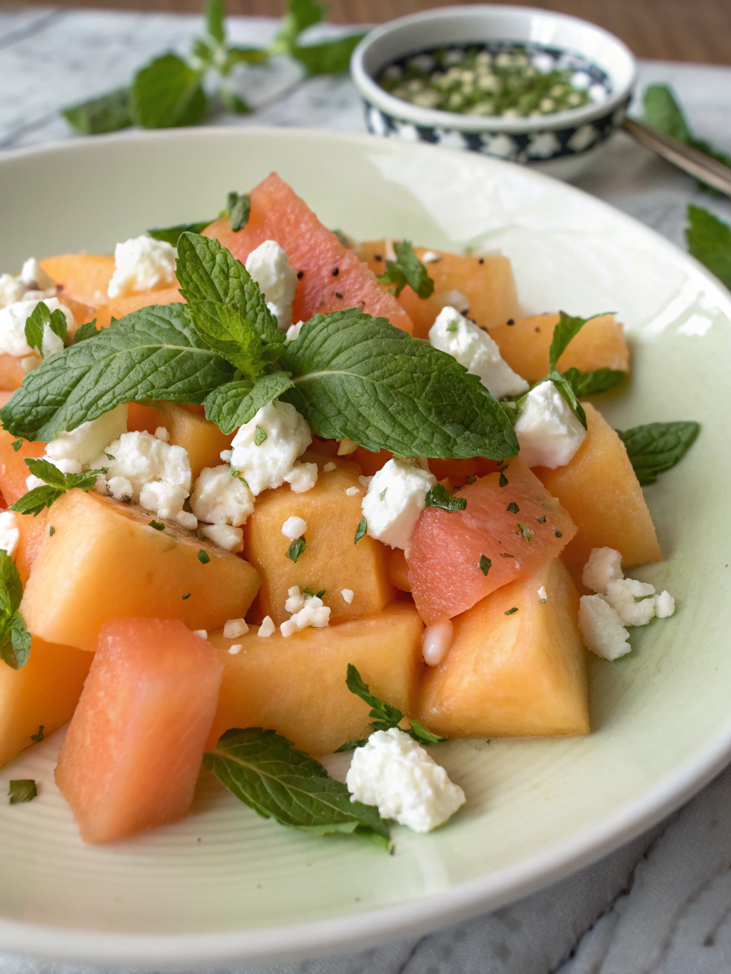 Salade de melon feta menthe