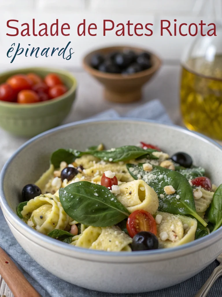 Salade de pâtes ricotta épinards