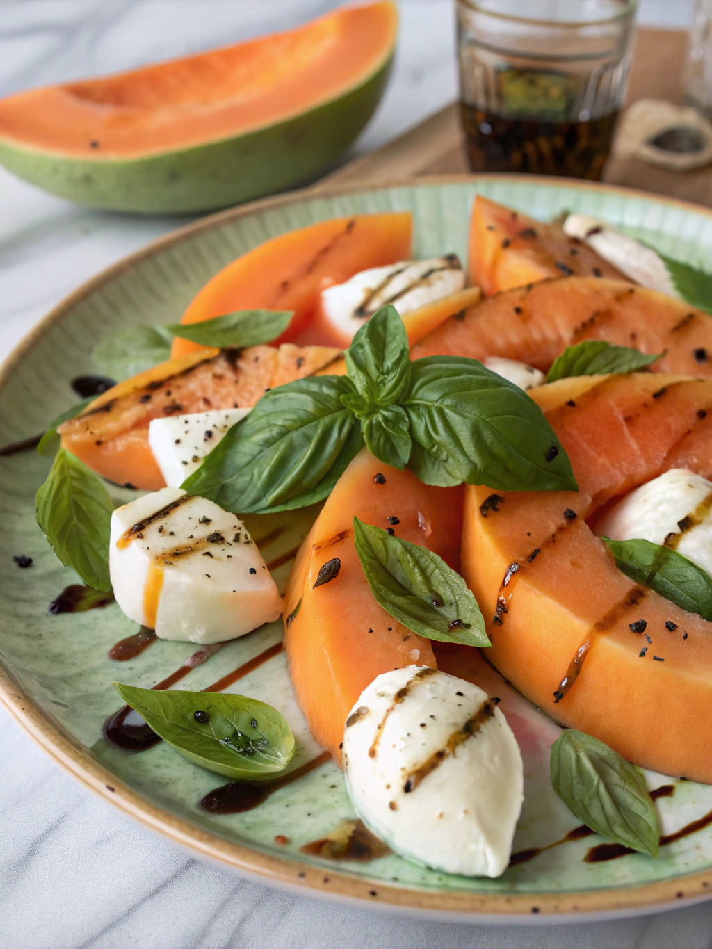 Salade melon-mozza-basilic estivale