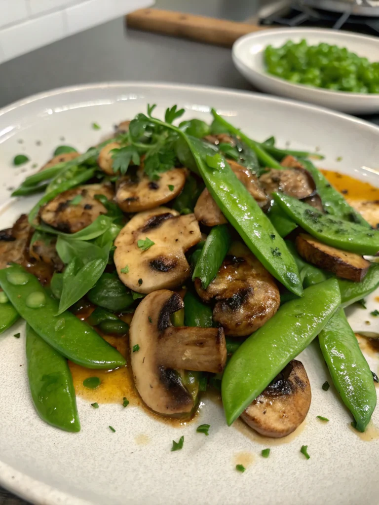 Sauté de champignons et pois gourmands