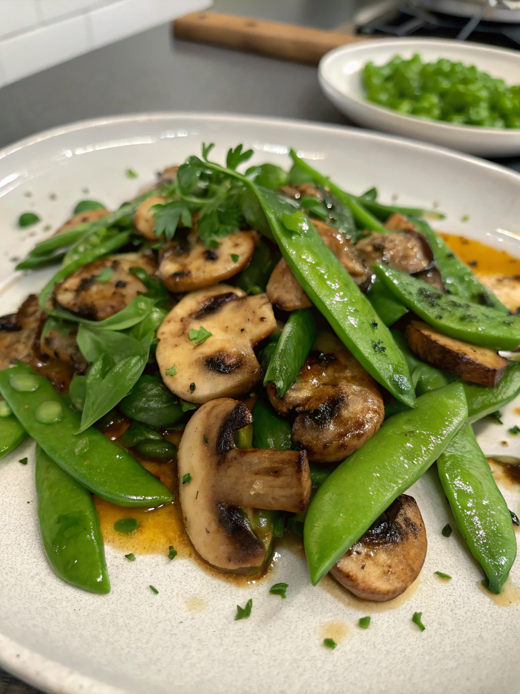 Sauté de champignons et pois gourmands