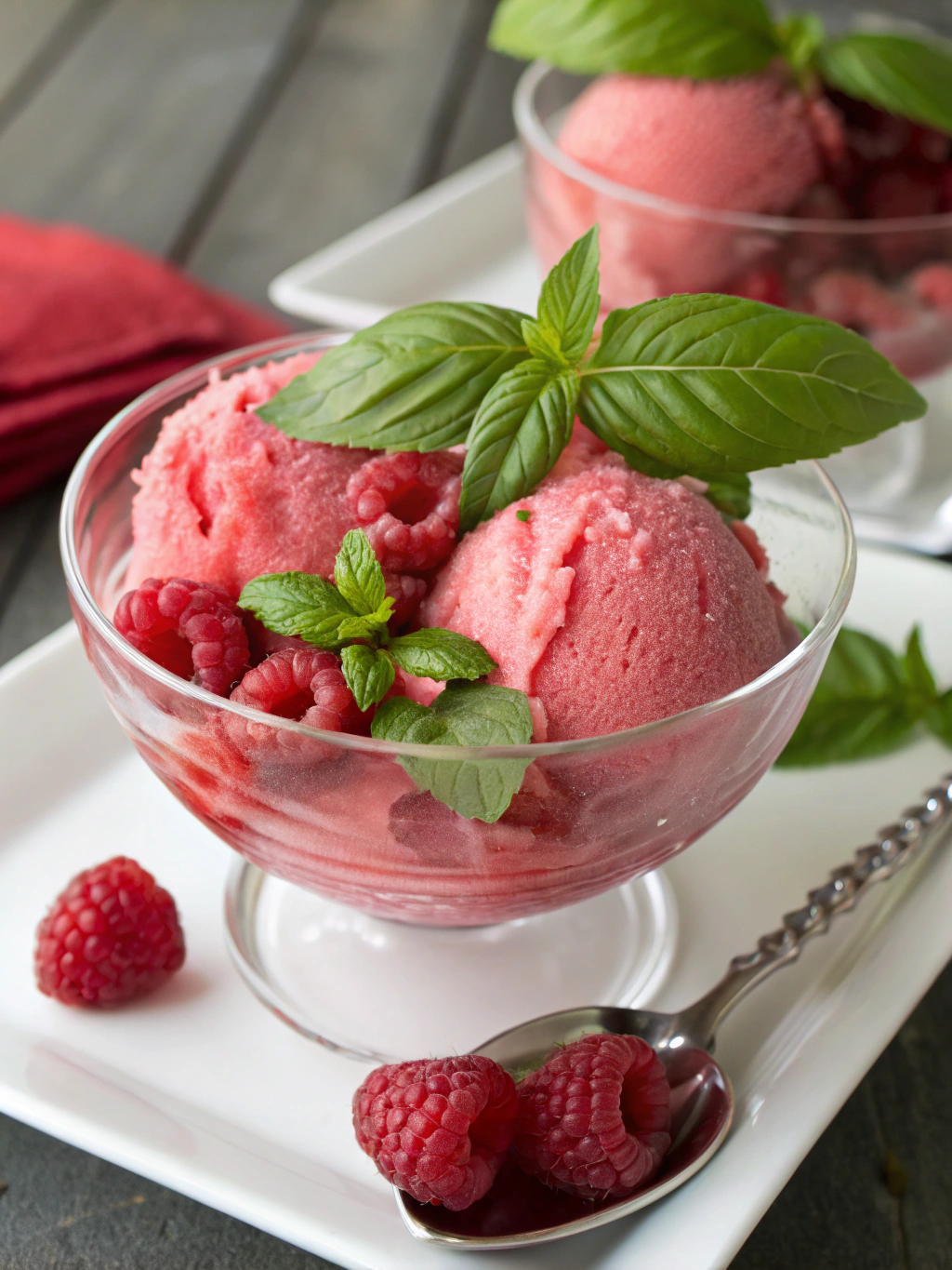 Sorbet framboise-basilic