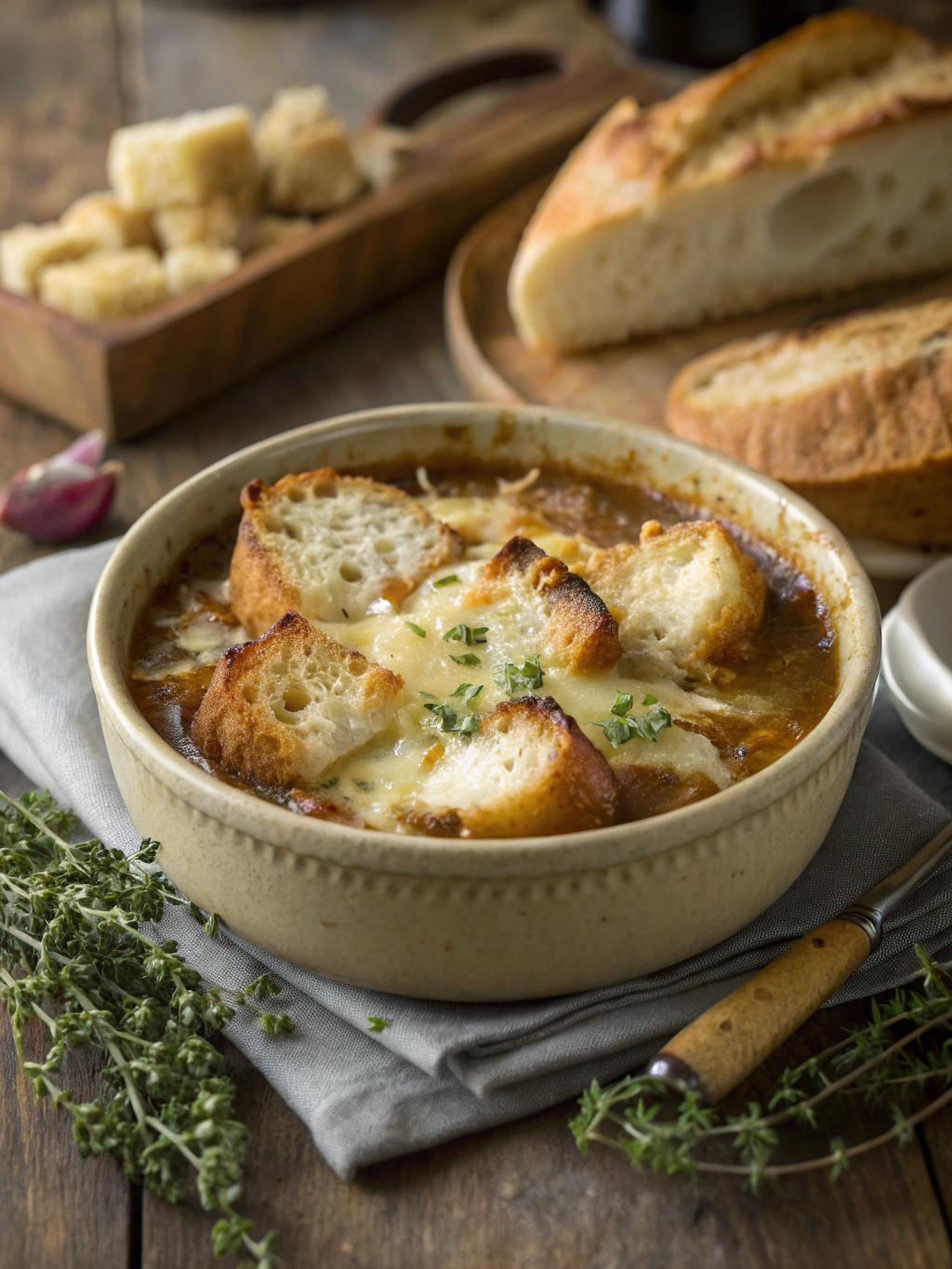 Soupe à l’oignon gratinée