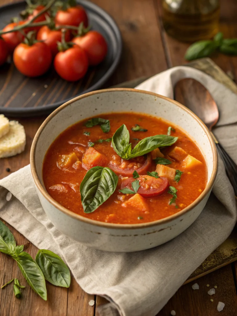 Soupe tomate-basilic minute