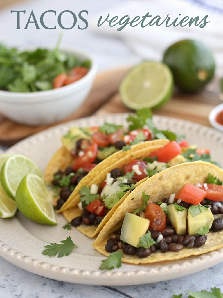 Tacos végétariens avocat haricots noirs