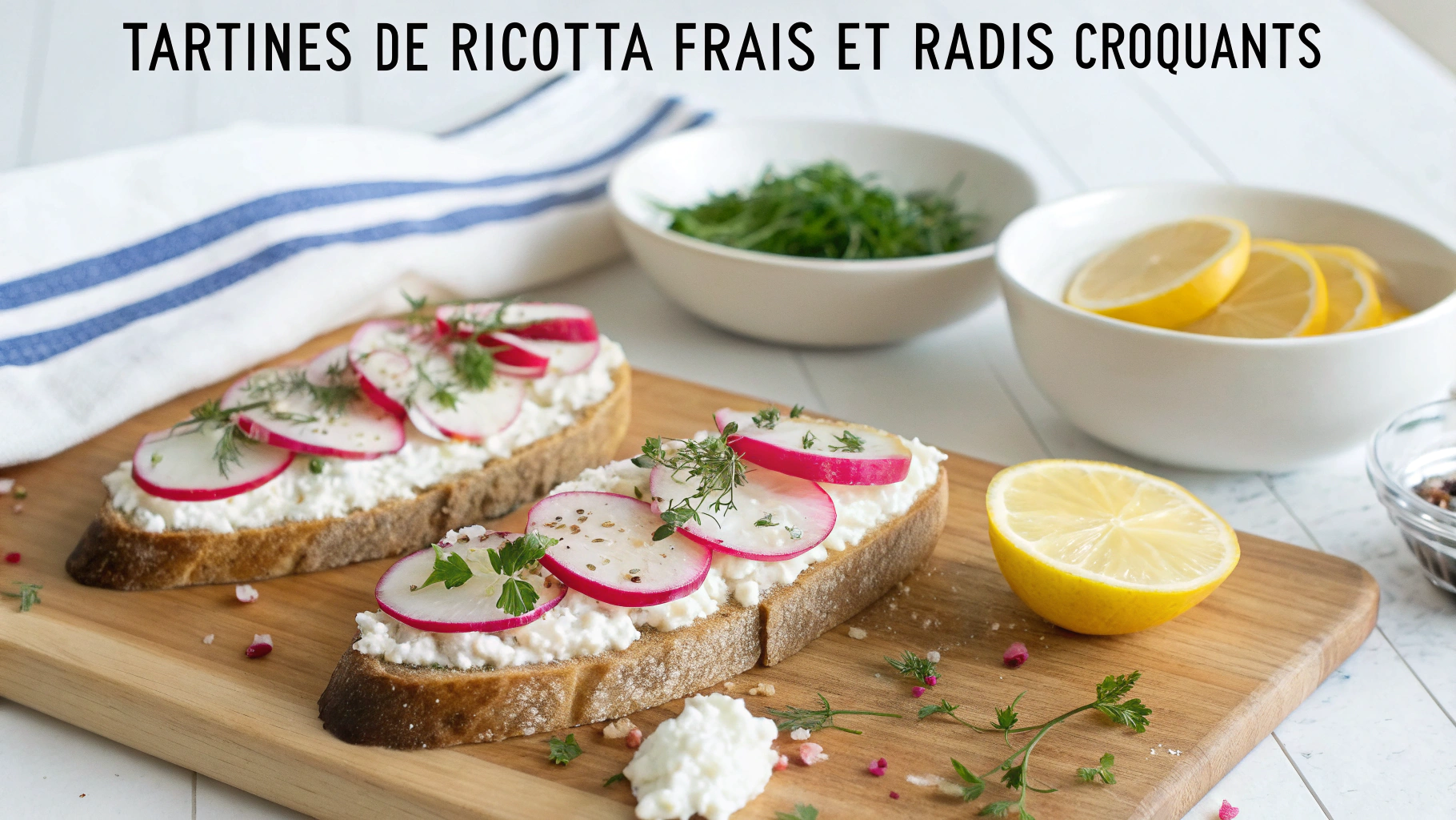 Ingrédients pour tartines de ricotta et radis