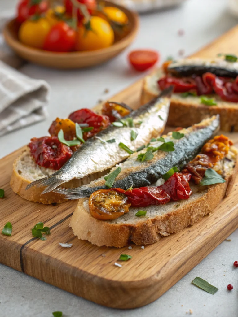 Tartines sardines tomates séchées