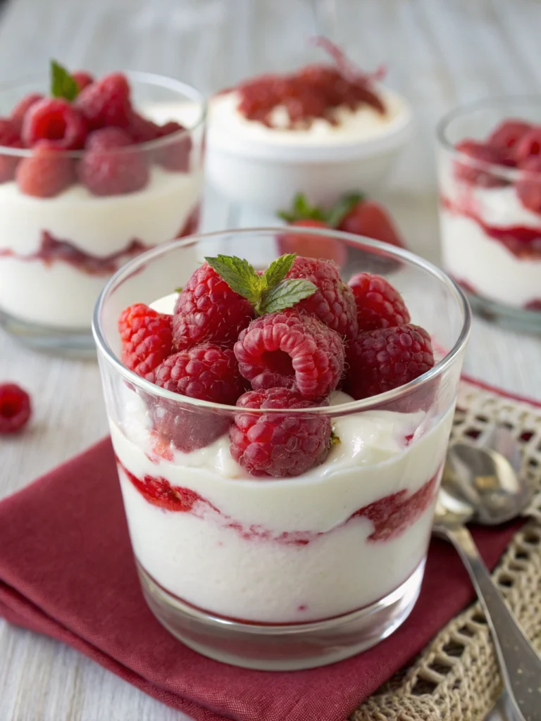 Verrines mousse mascarpone et framboises
