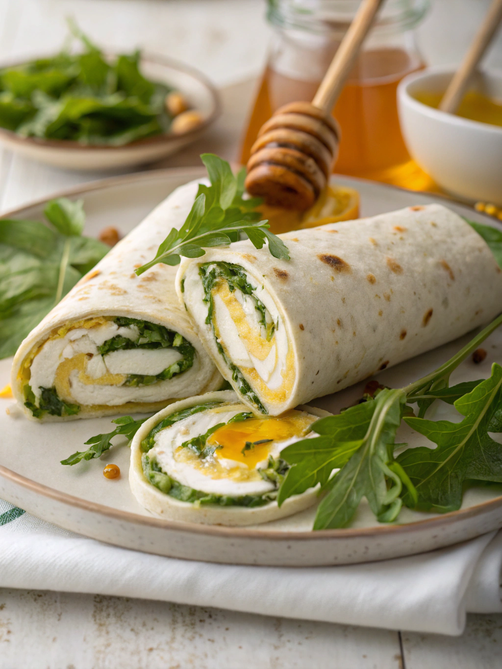 Wrap chèvre-miel et roquette