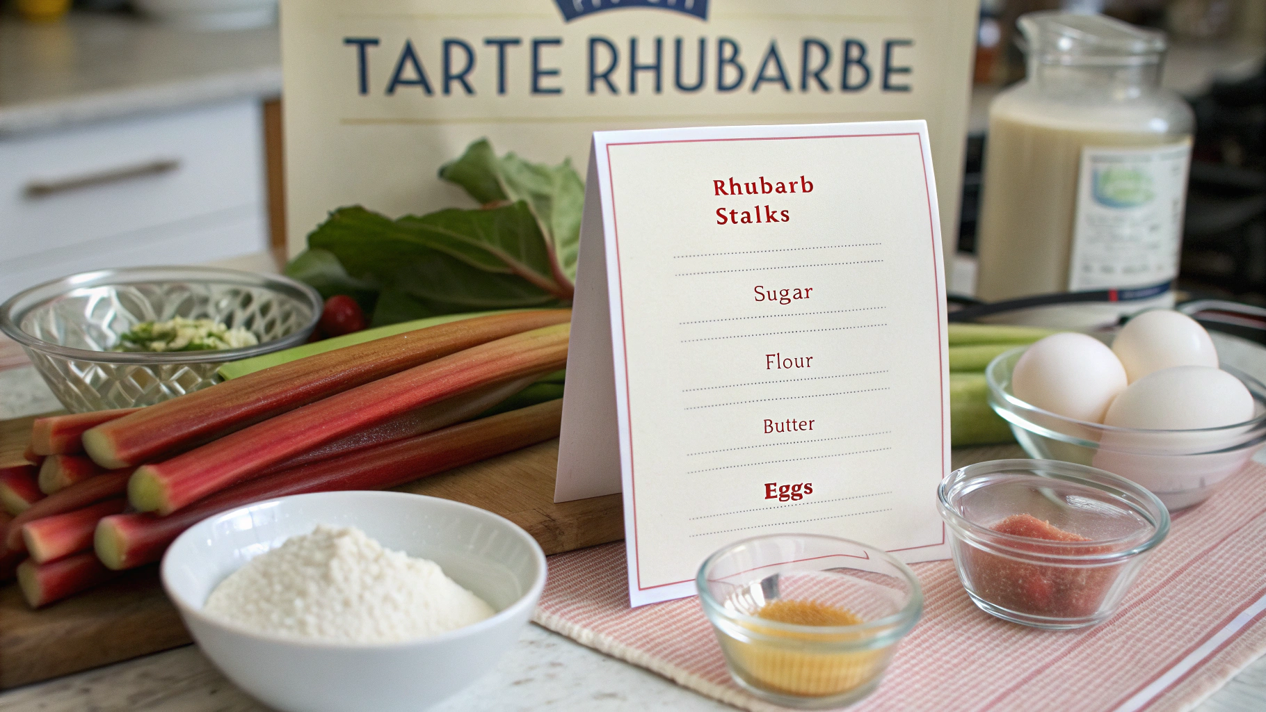 Ingrédients pour tarte à la rhubarbe