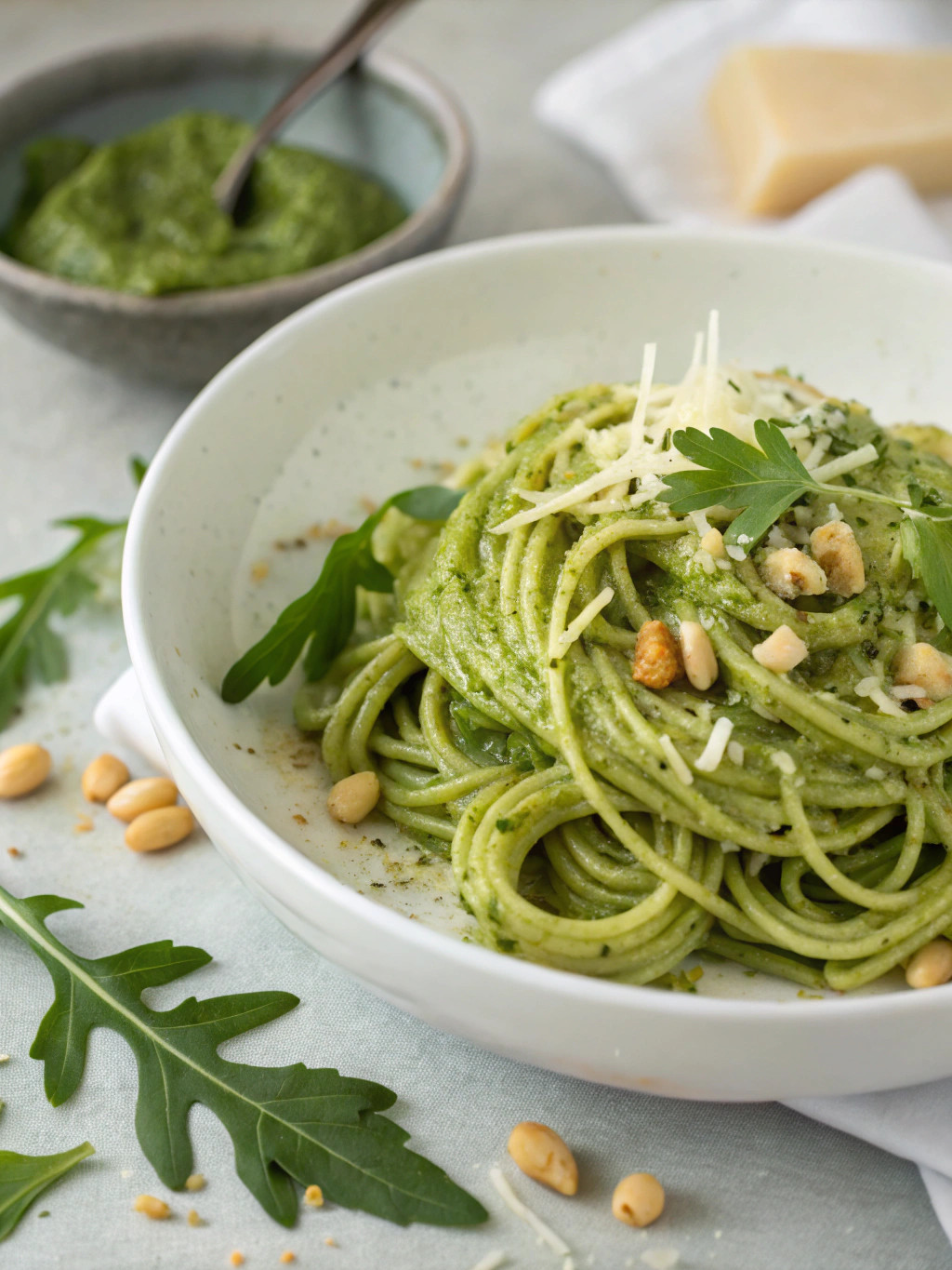 Pâtes au pesto de roquette fait maison