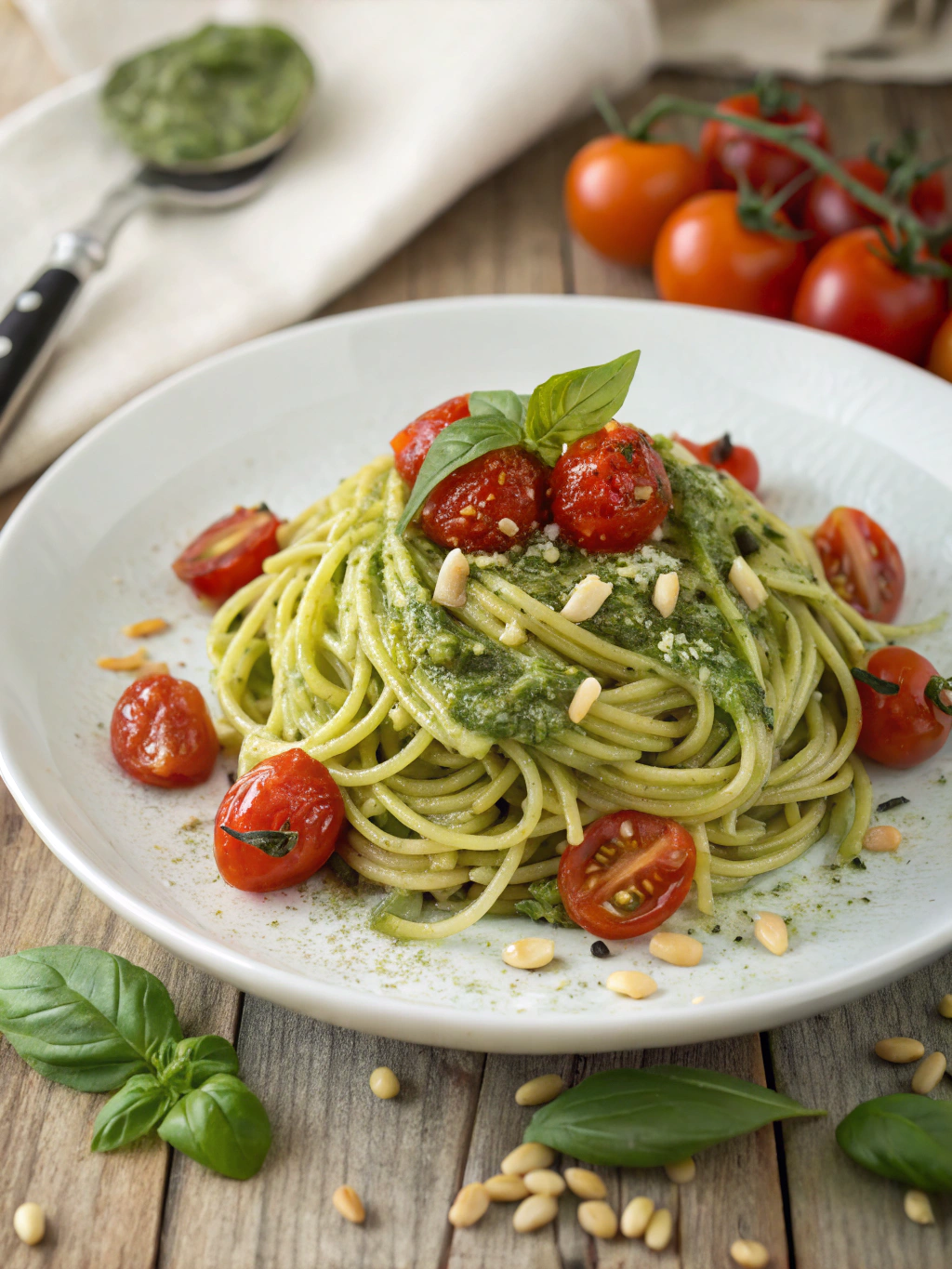 Pâtes au pesto et tomates cerises