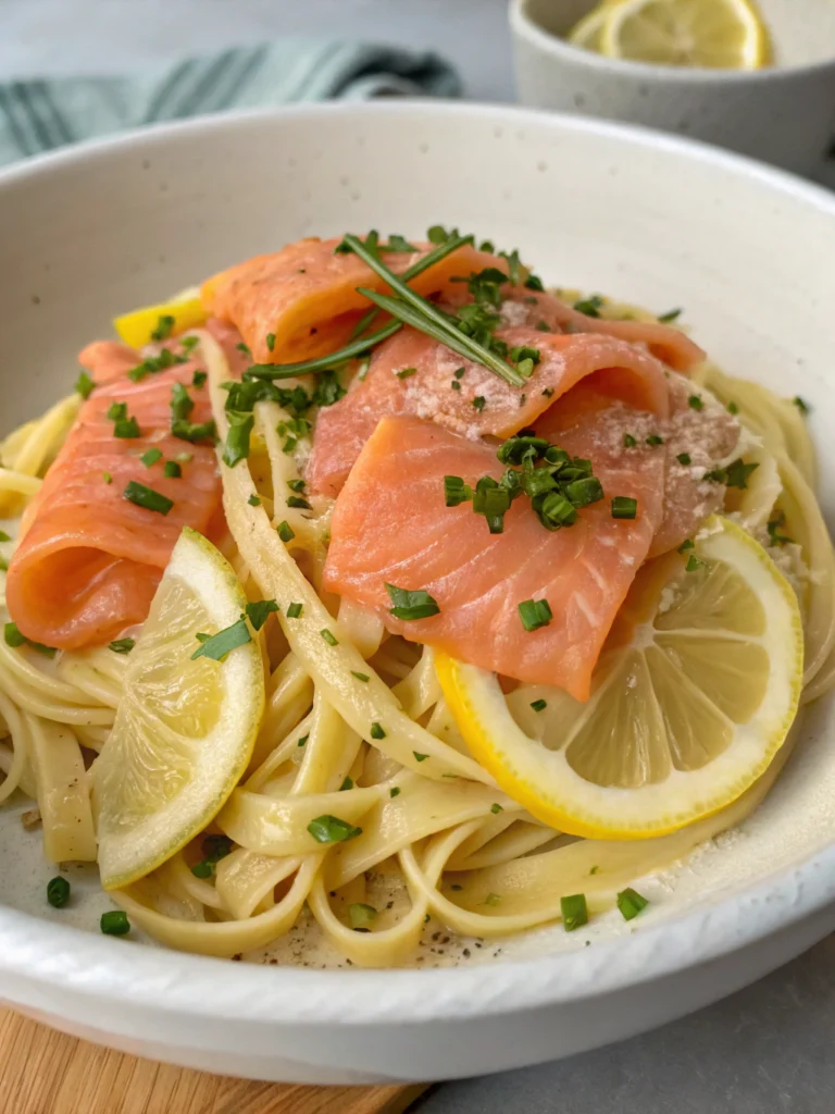 Pâtes au saumon fumé et citron