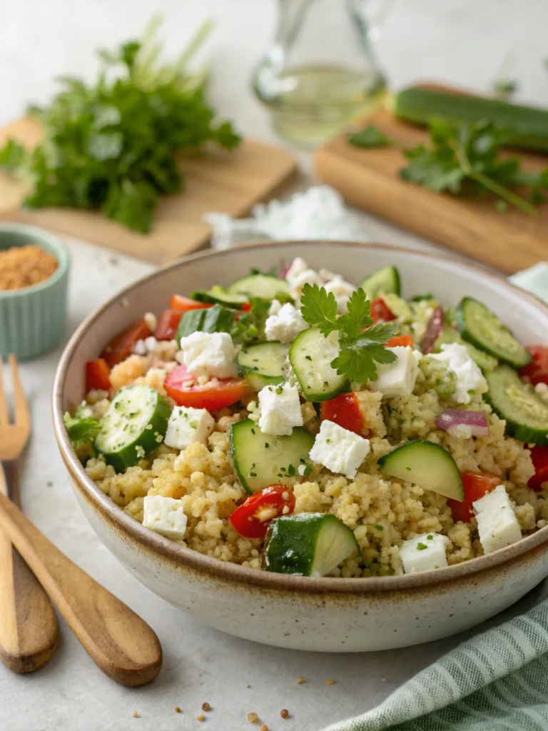 Salade de boulgour, concombre et feta
