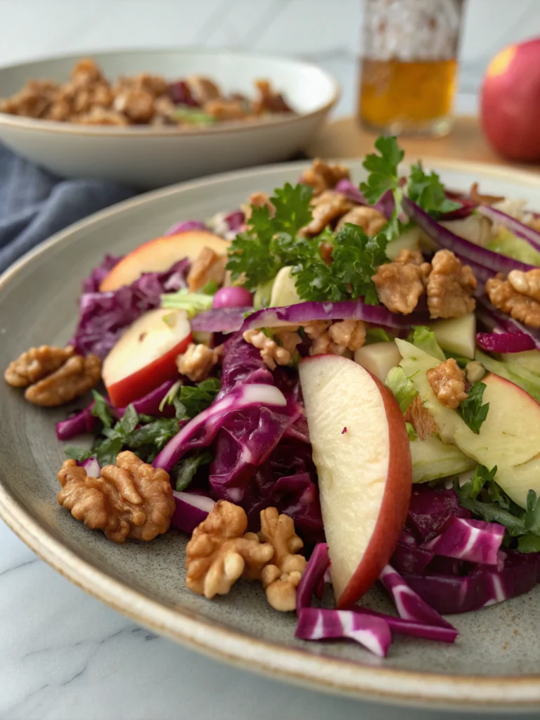 Salade de chou rouge, pommes et noix