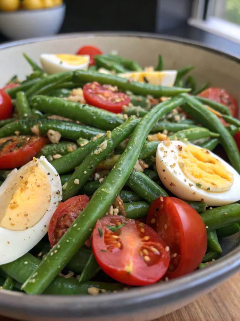 Salade de haricots verts, œufs et tomates