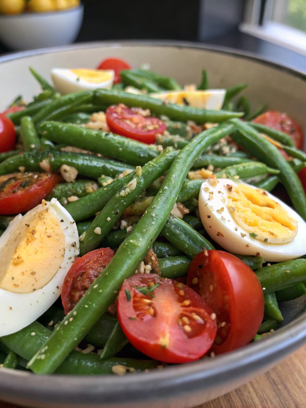 Salade de haricots verts, œufs et tomates