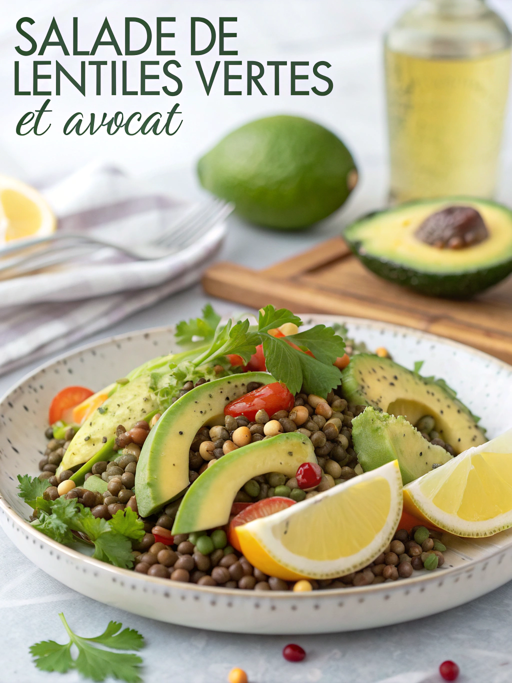 Salade de lentilles vertes et avocat