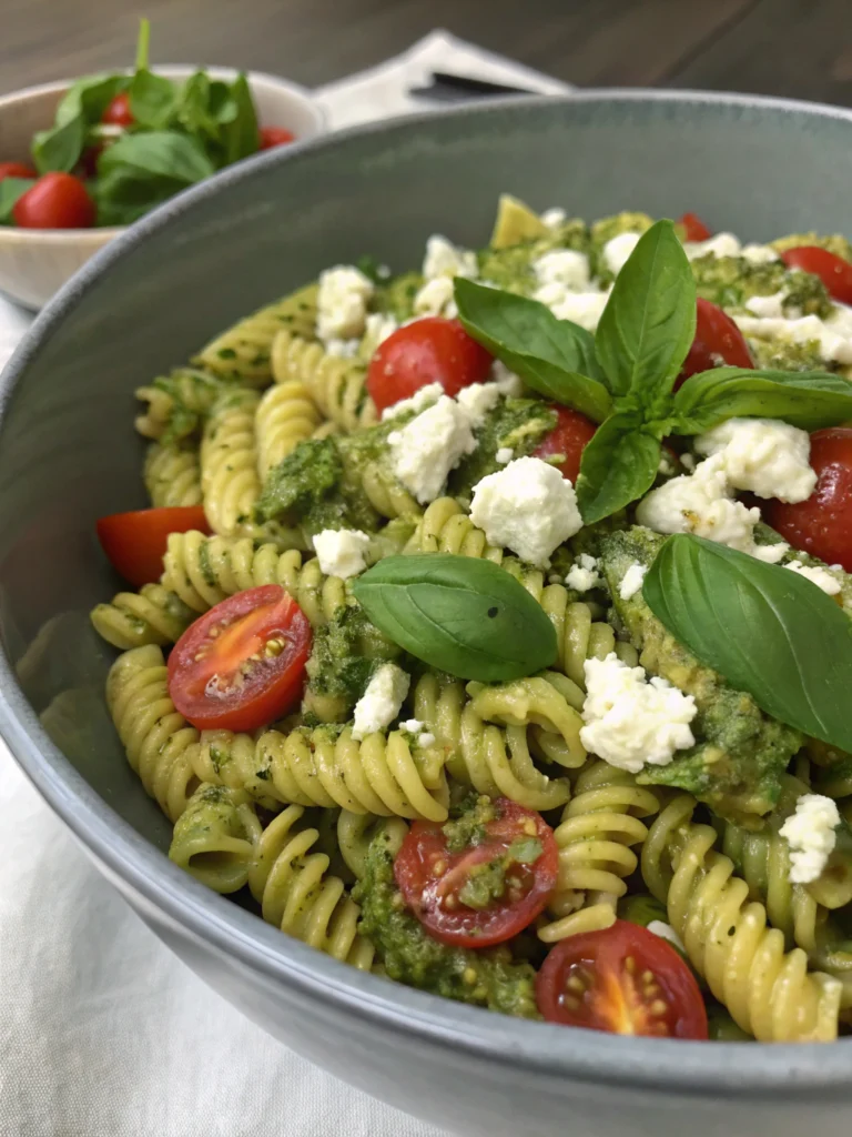 Salade de pâtes au pesto et feta