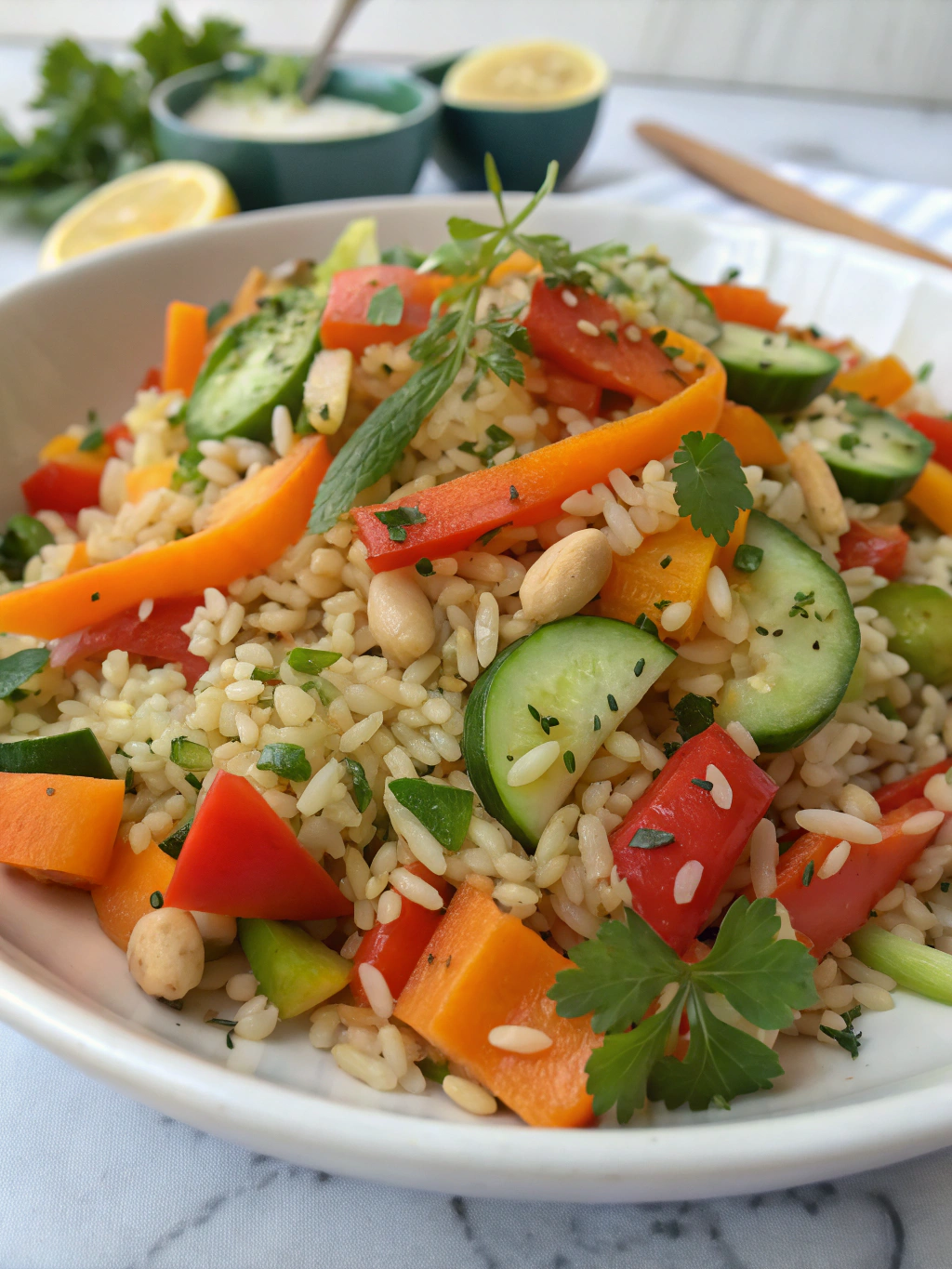 Salade de riz aux légumes croquants