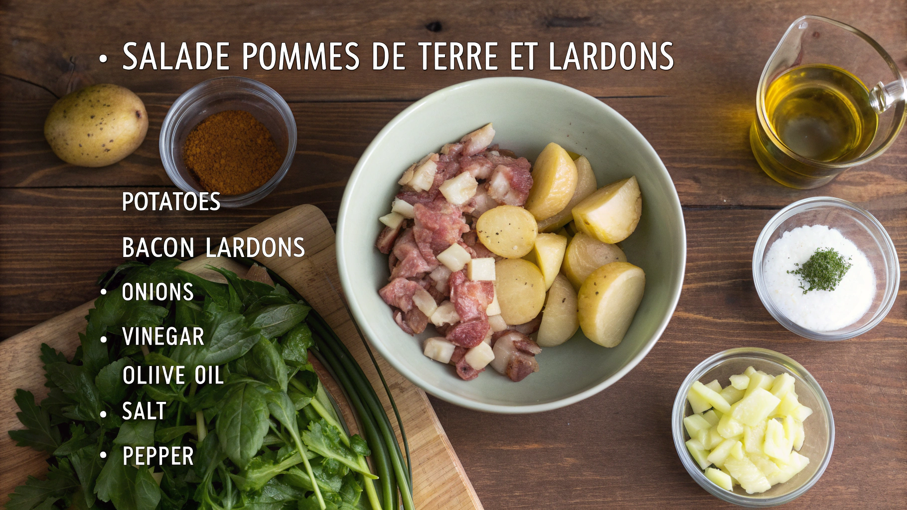 Ingrédients pour Salade pommes de terre et lardons