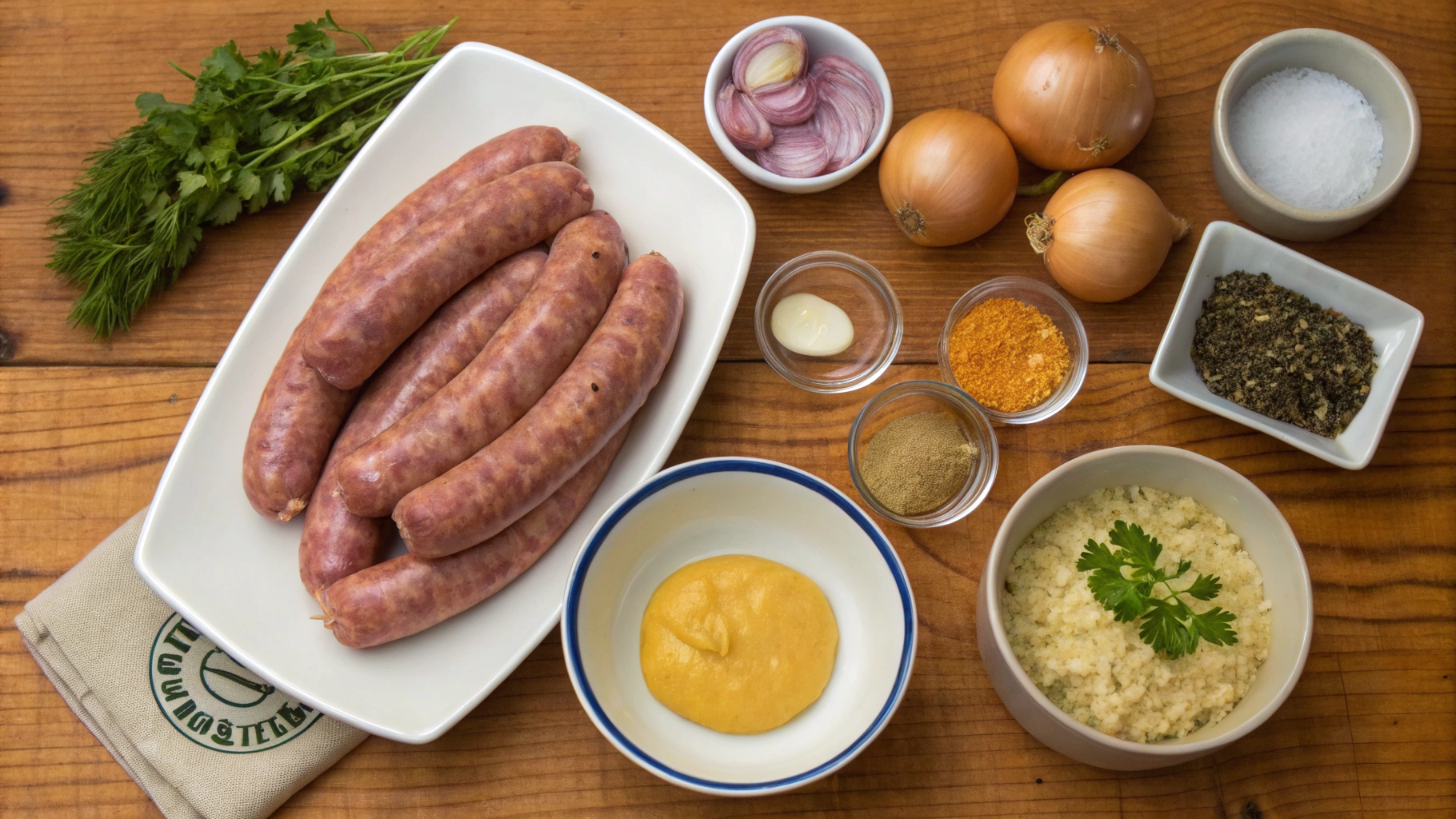 Ingrédients pour Saucisses de Toulouse à la moutarde
