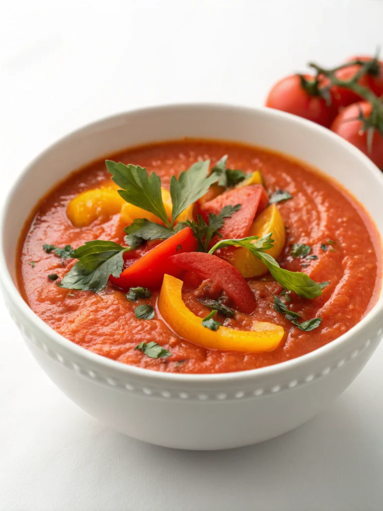 Soupe froide de tomates et poivrons