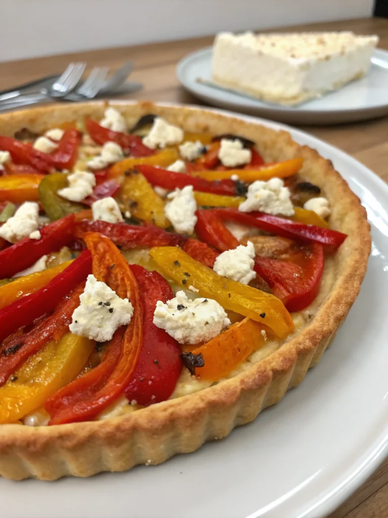 Tarte fine aux poivrons rôtis et chèvre
