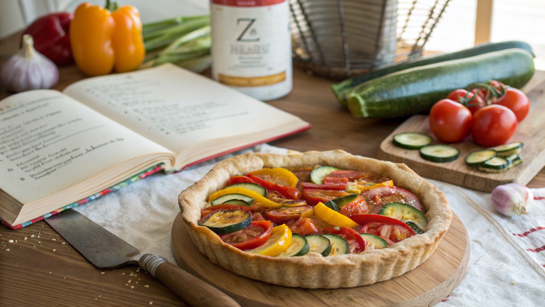 Ingrédients pour tarte rustique aux légumes du soleil