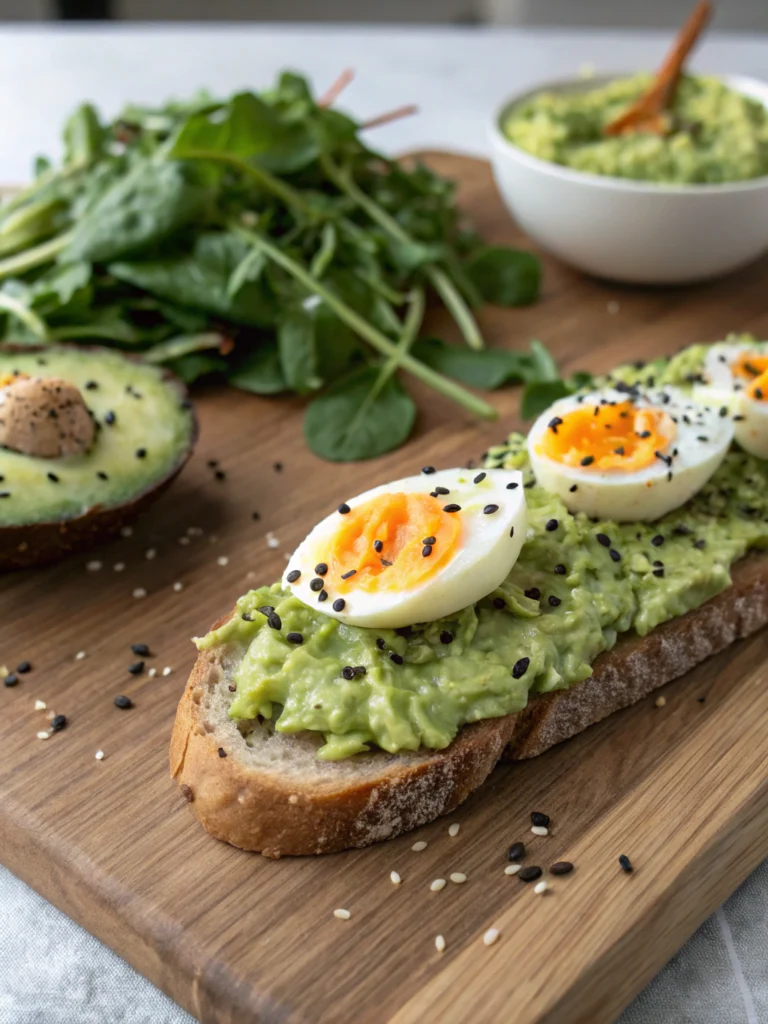 Tartines avocat, œuf mollet et sésame