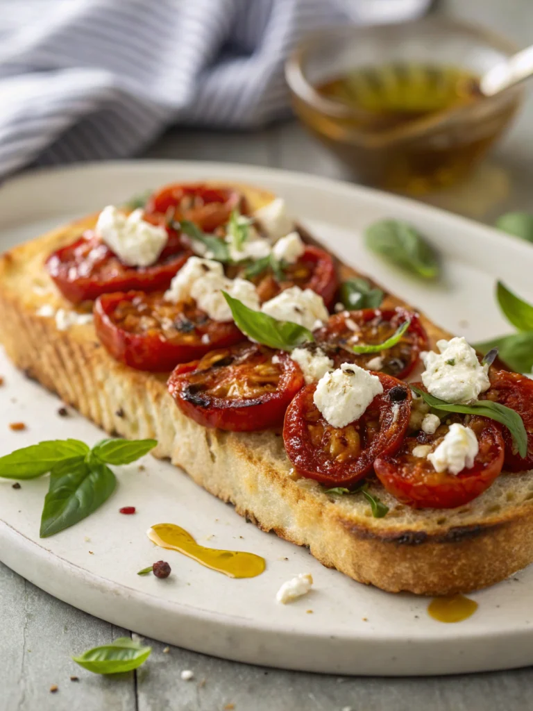 Tartines tomates confites et chèvre