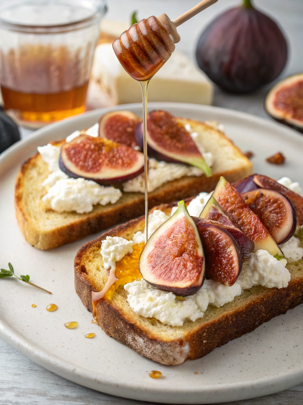 Toast ricotta, figues et miel