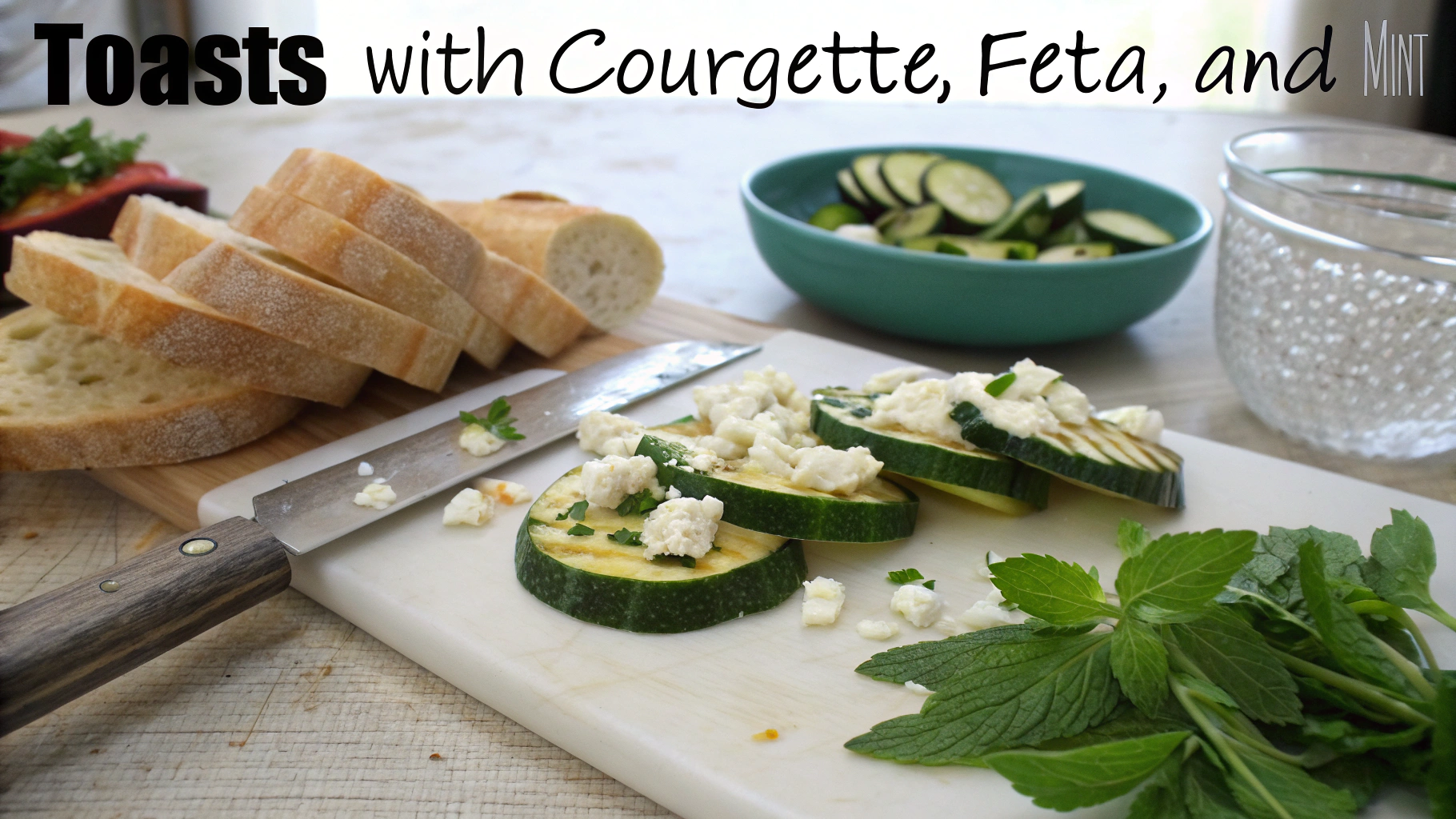 Ingrédients pour Toasts courgette, feta et menthe
