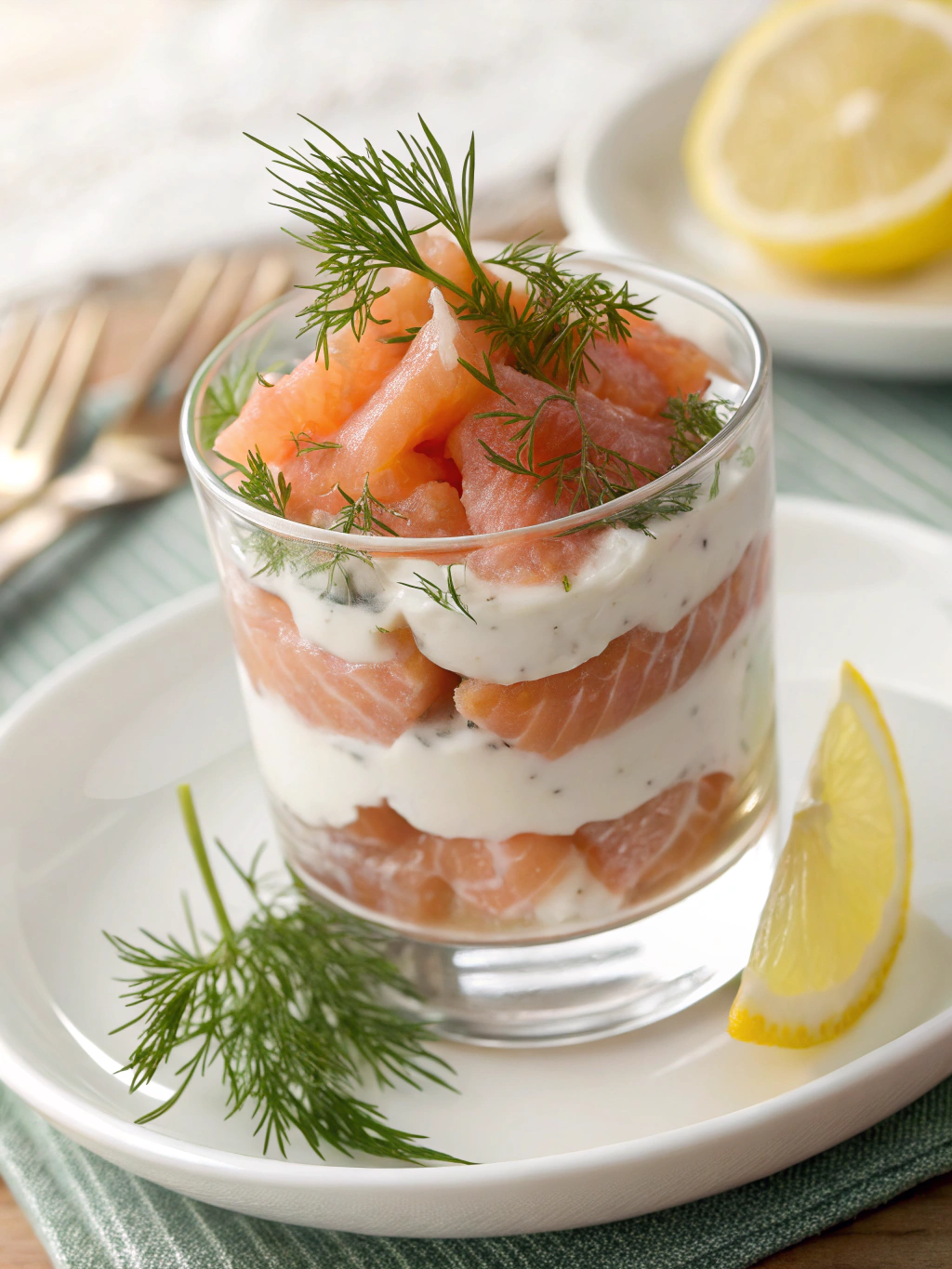 Verrines saumon fumé et fromage frais
