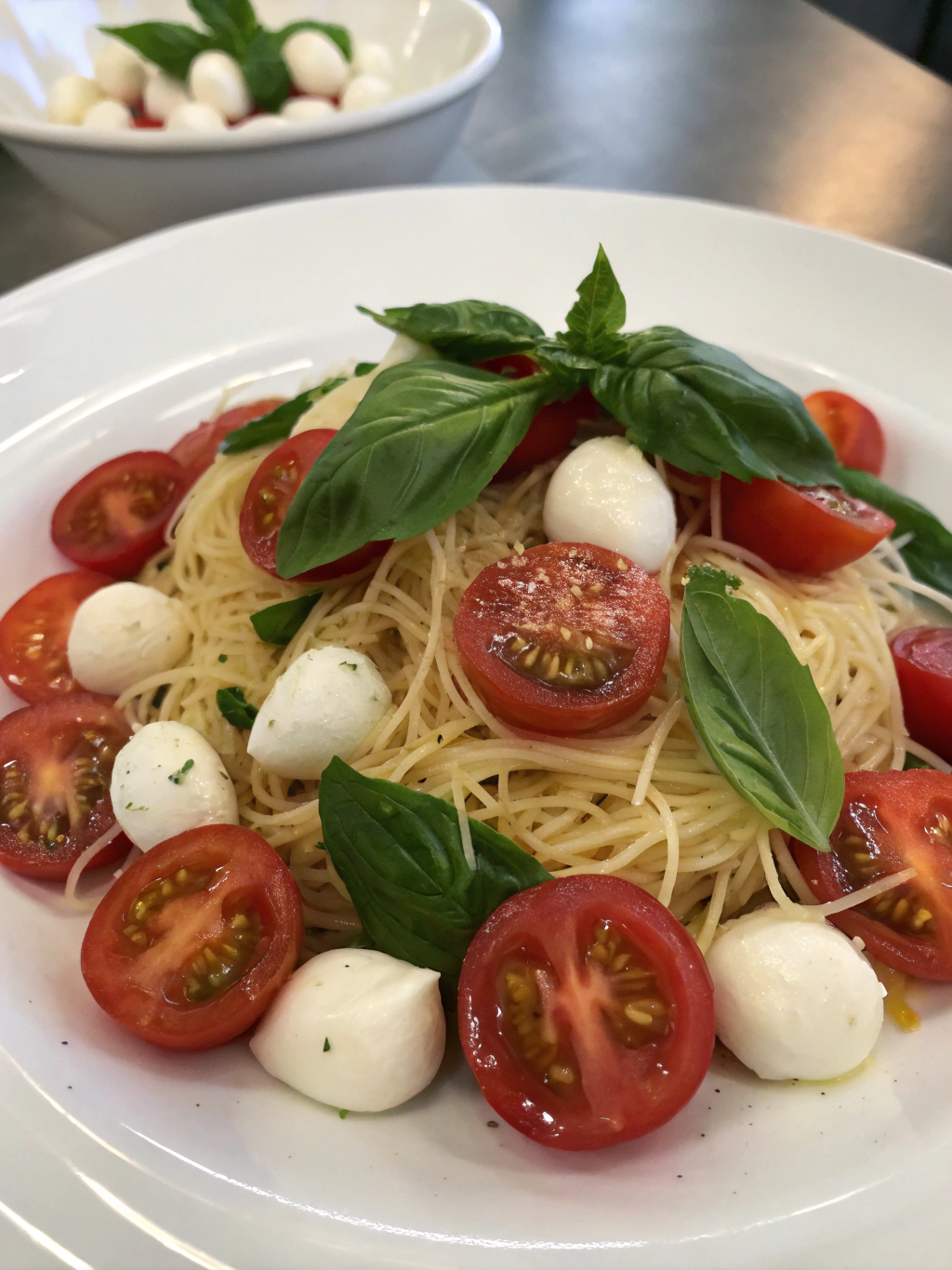 Verrines tomates mozzarella basilic