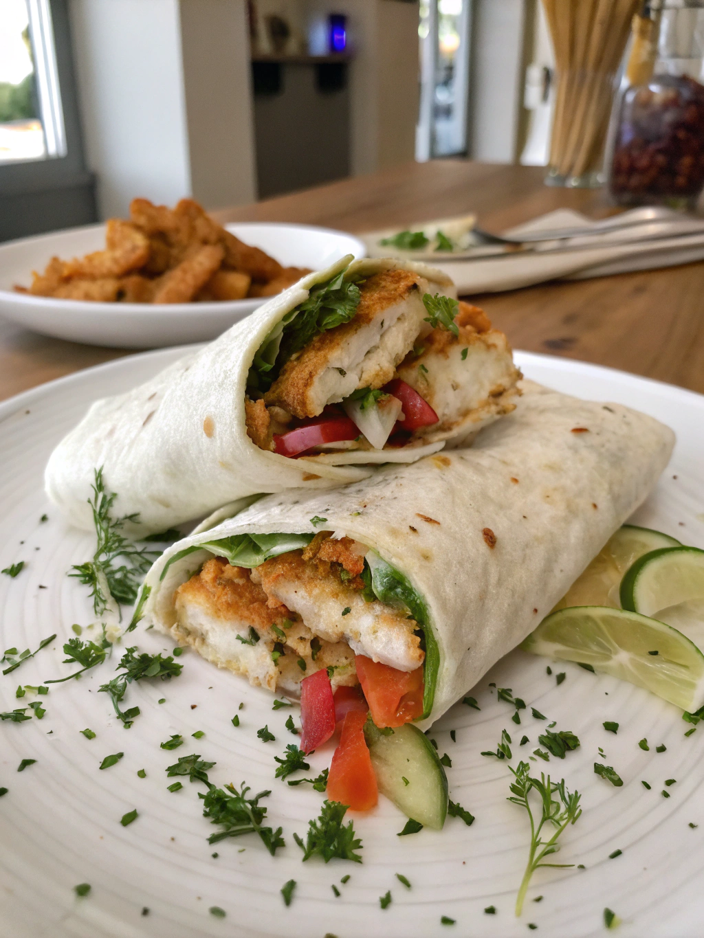 Wrap au poulet croustillant et crudités