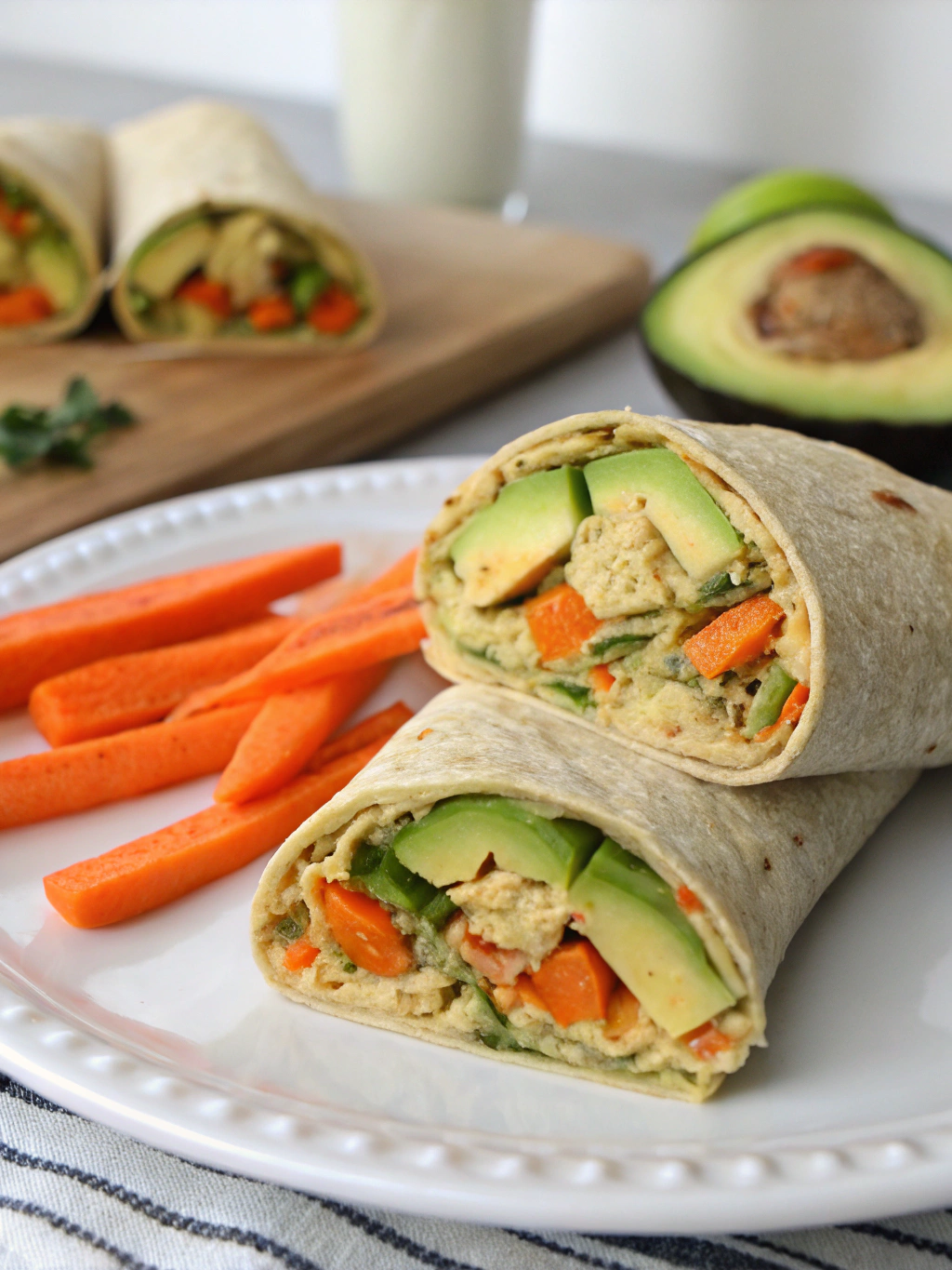 Wraps au houmous, carottes et avocat