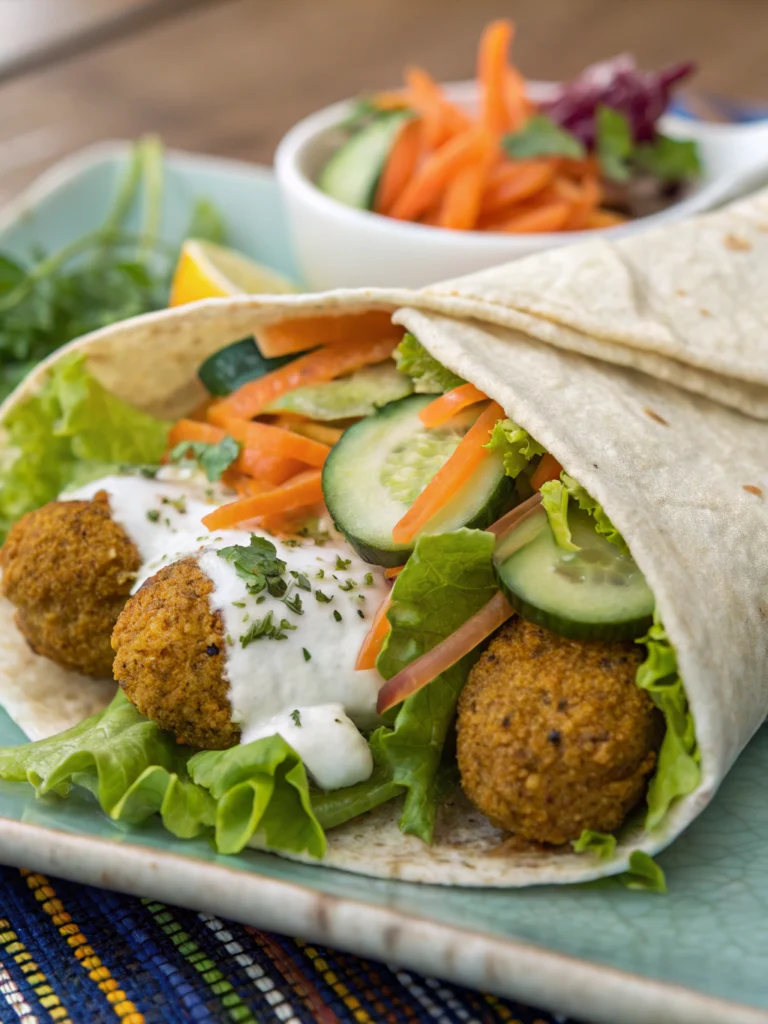 Wraps falafel, yaourt et crudités