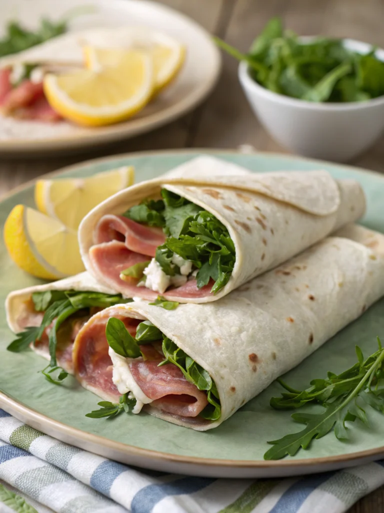 Wraps frais au jambon cru et roquette