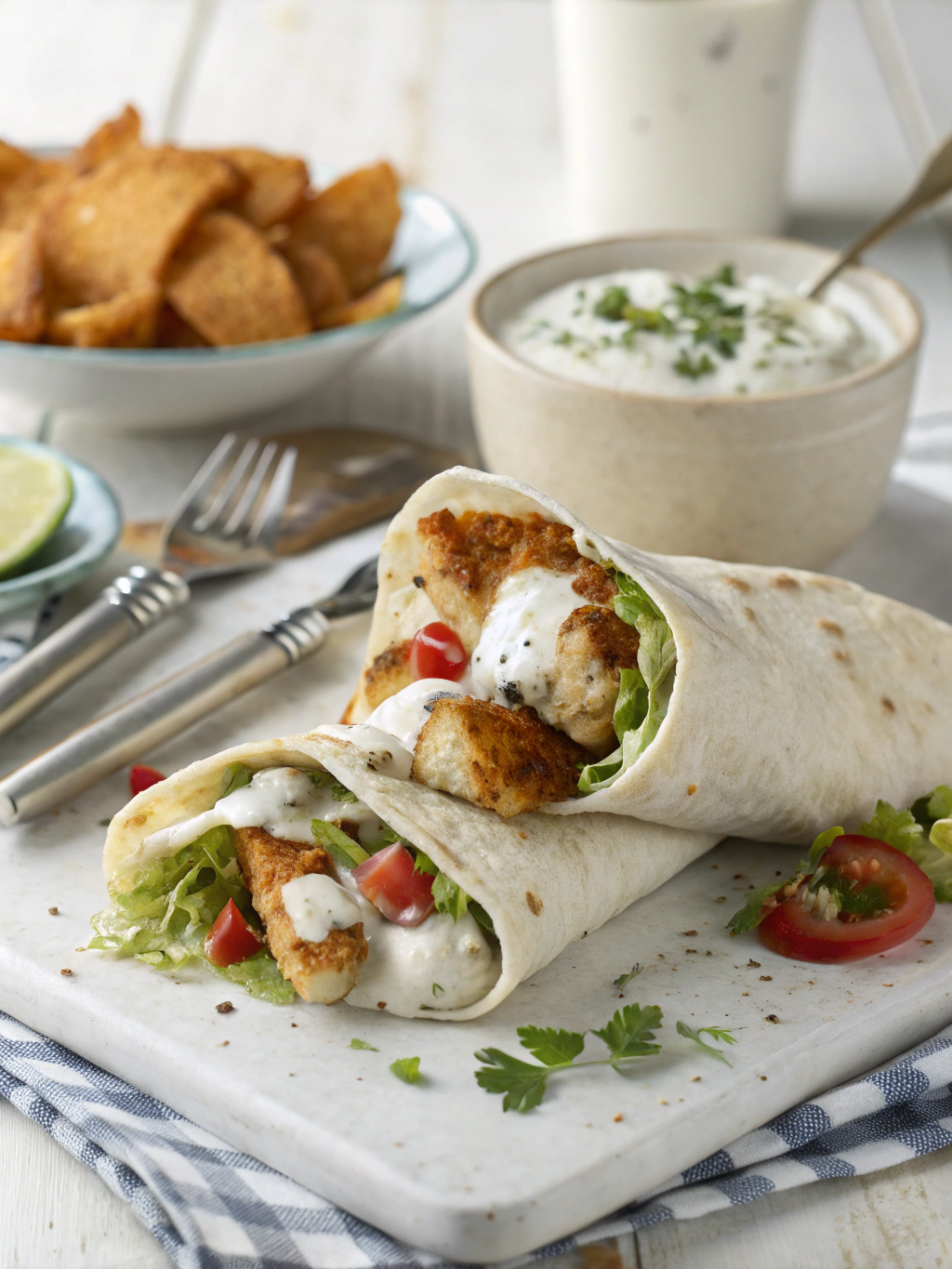 Wraps poulet croustillant et sauce yaourt