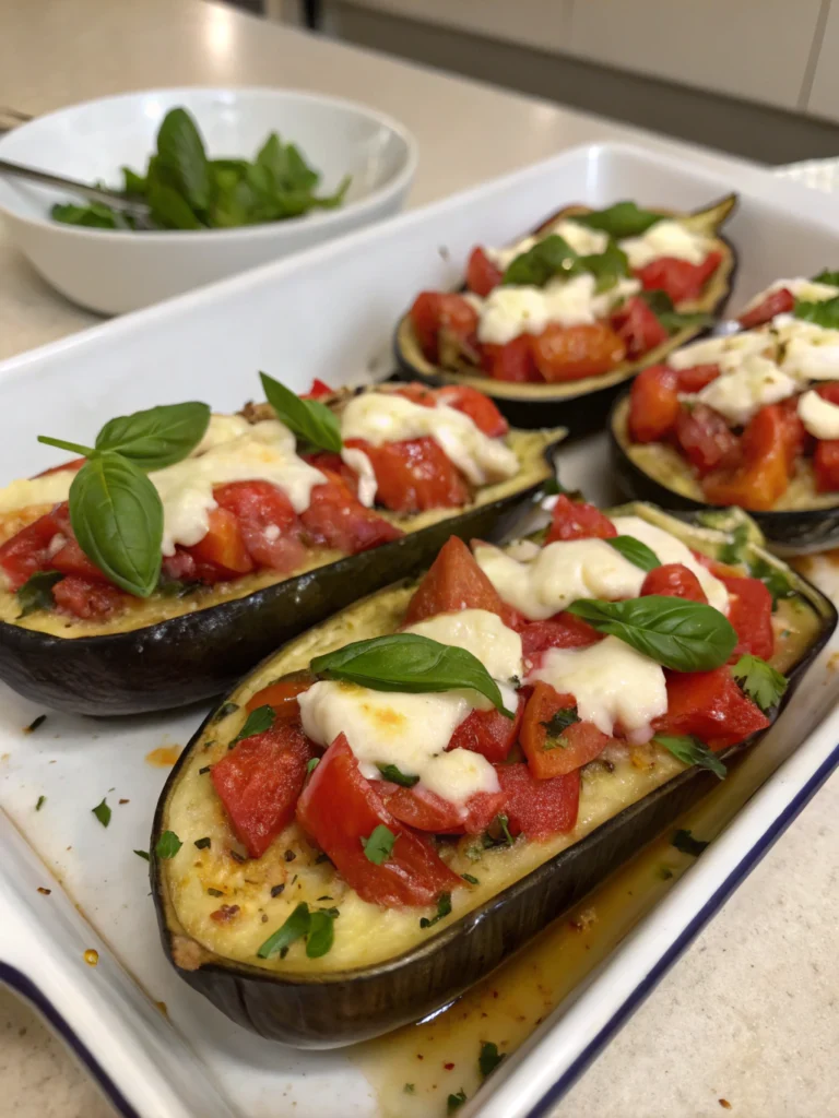 Aubergines farcies tomate mozzarella