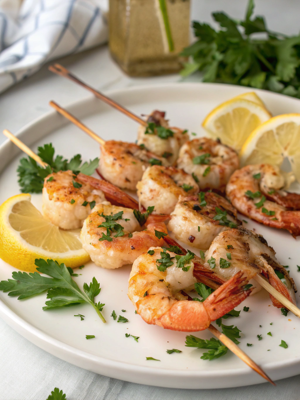 Brochettes de crevettes à l’ail