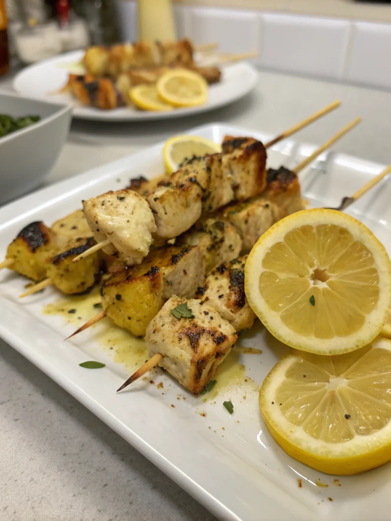 Brochettes poulet marinade citron