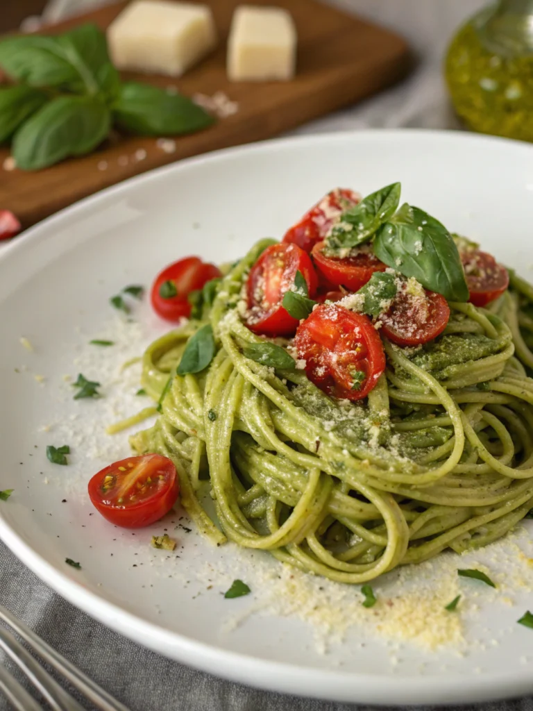 Pâtes au pesto et tomates cerises