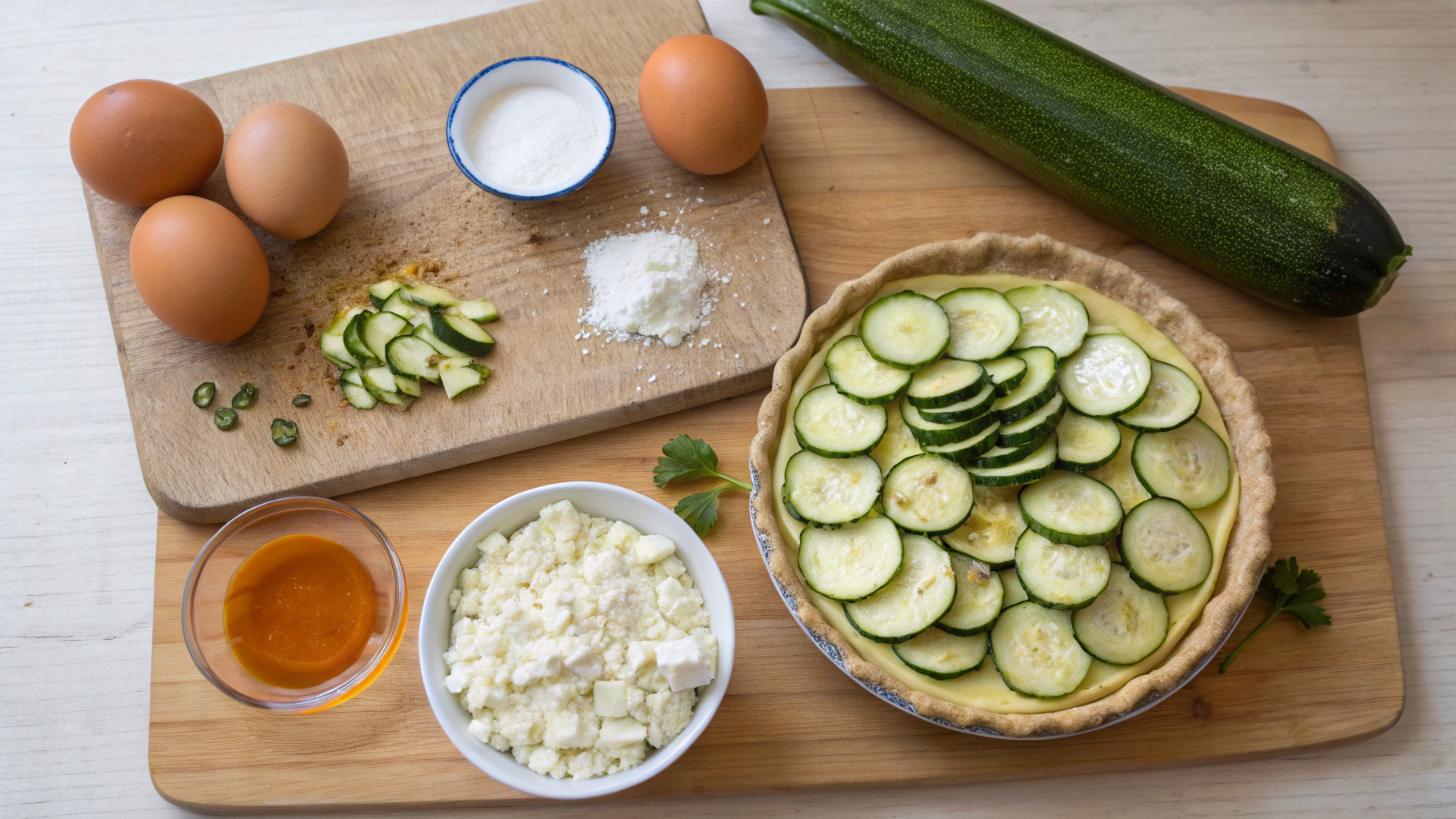 Ingrédients pour quiche courgettes chèvre miel