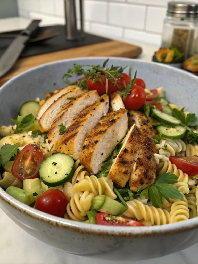 Salade de pâtes au poulet grillé